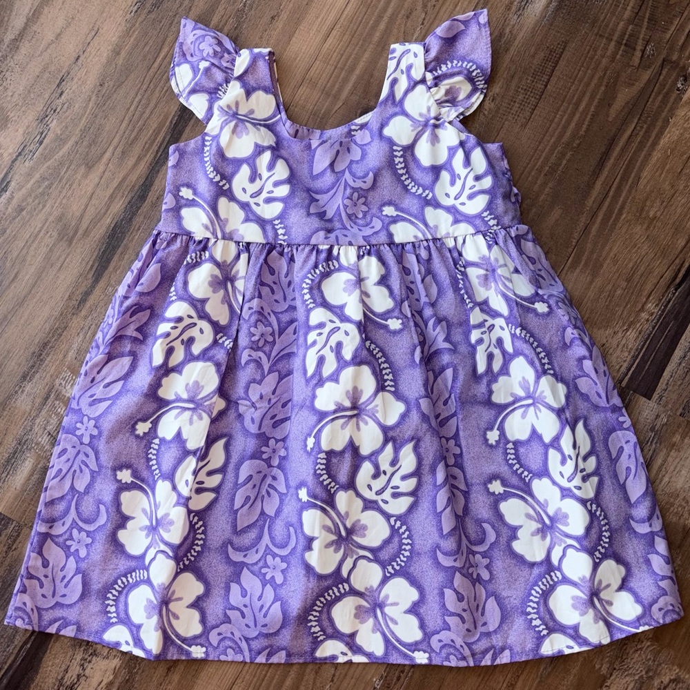 Ky’s Girls Hawaiian Dress Sz 6 purple hibiscus flower